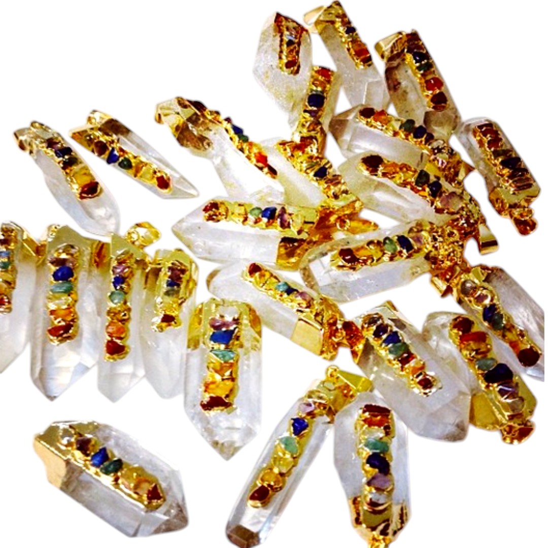 7 Chakras Unpolished Point Pendants - Nativa Gems