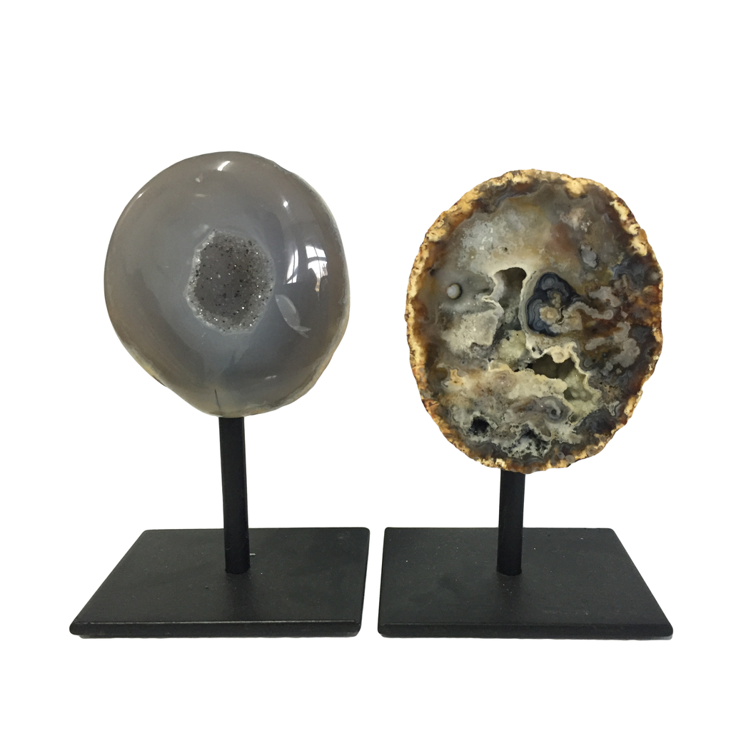 Agate Geodes on metal stands - Nativa Gems
