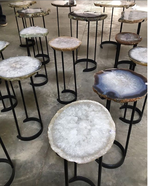 Agate Table on Metal Stand - Nativa Gems