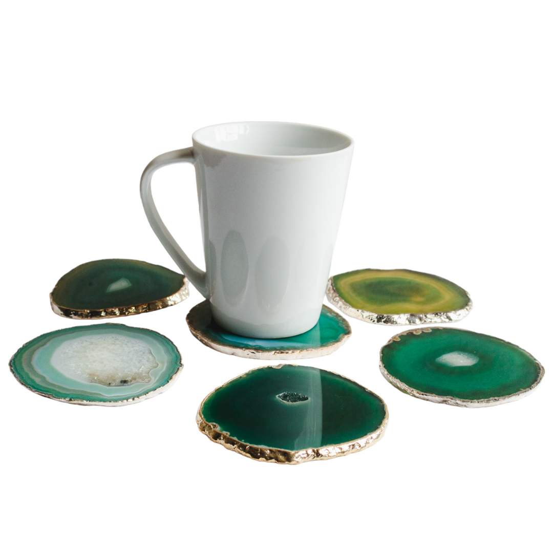 Plated Agate Drink Coasters (Set of 6) - Nativa Gems