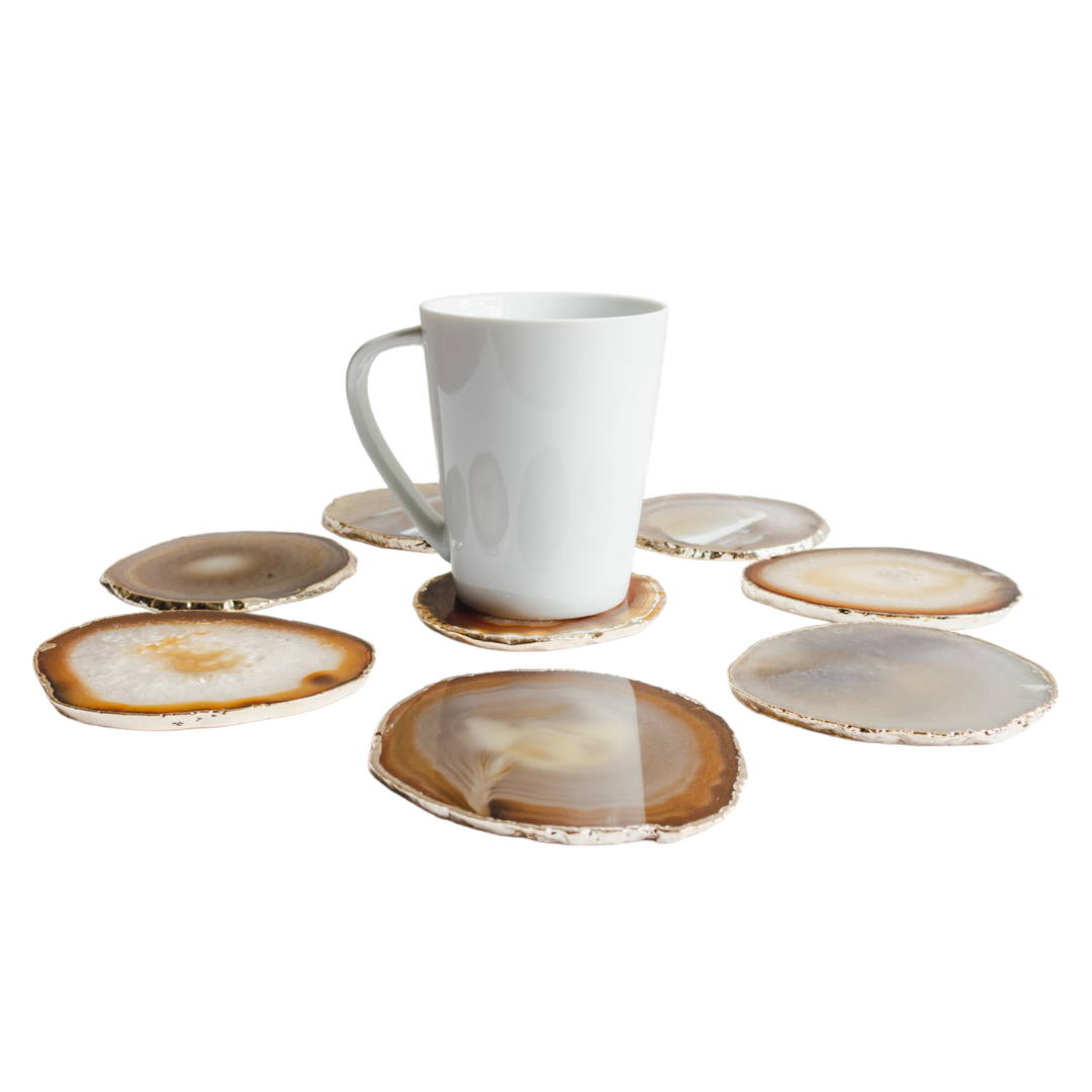 Plated Agate Drink Coasters (Set of 6) - Nativa Gems