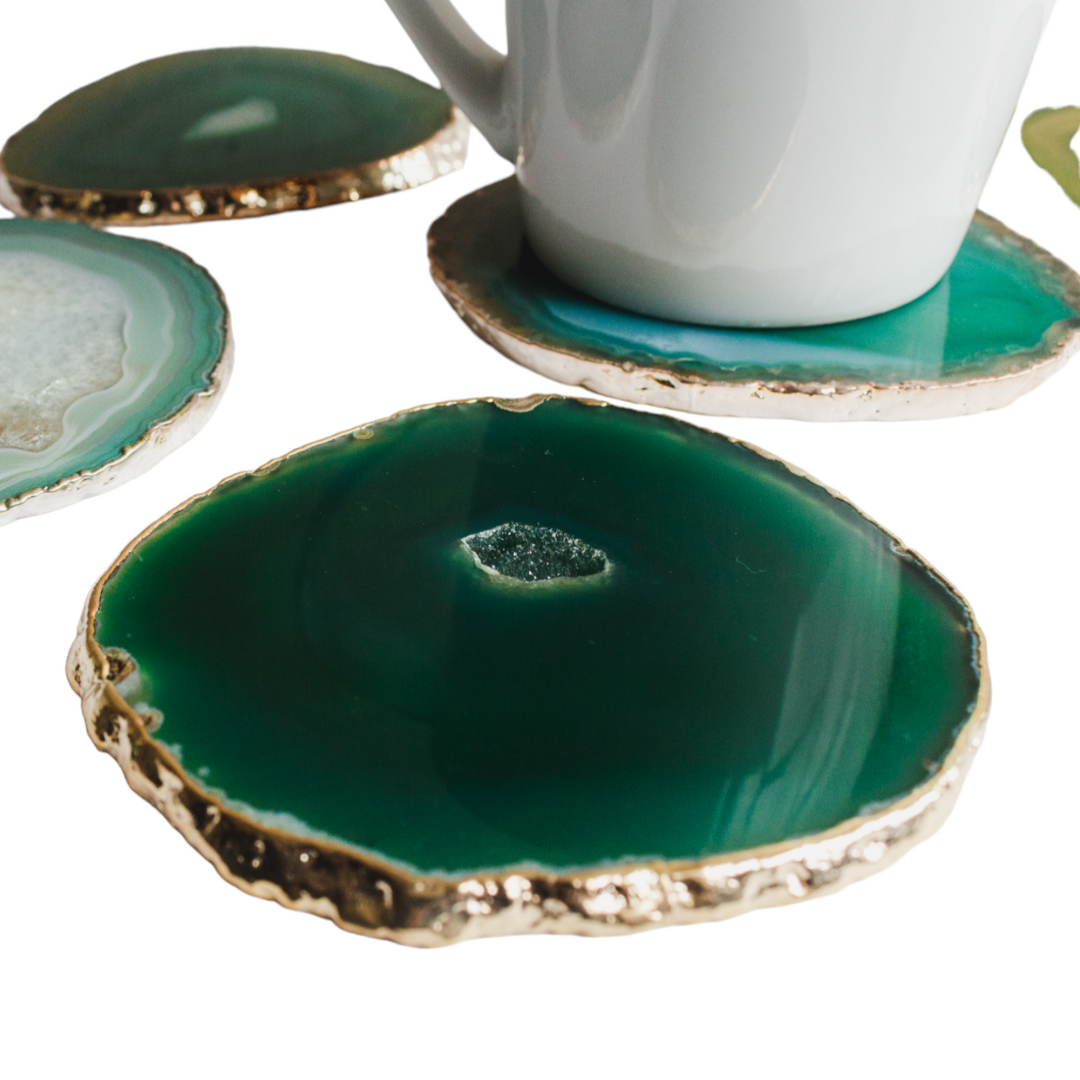 Plated Agate Drink Coasters (Set of 6) - Nativa Gems