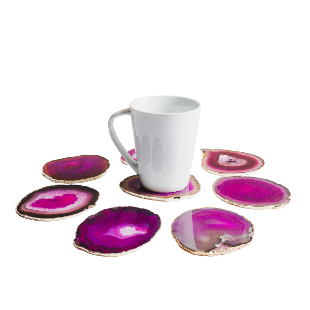 Plated Agate Drink Coasters (Set of 6) - Nativa Gems