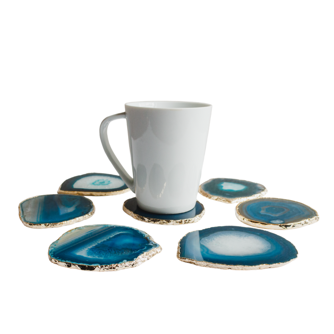 Plated Agate Drink Coasters (Set of 6) - Nativa Gems