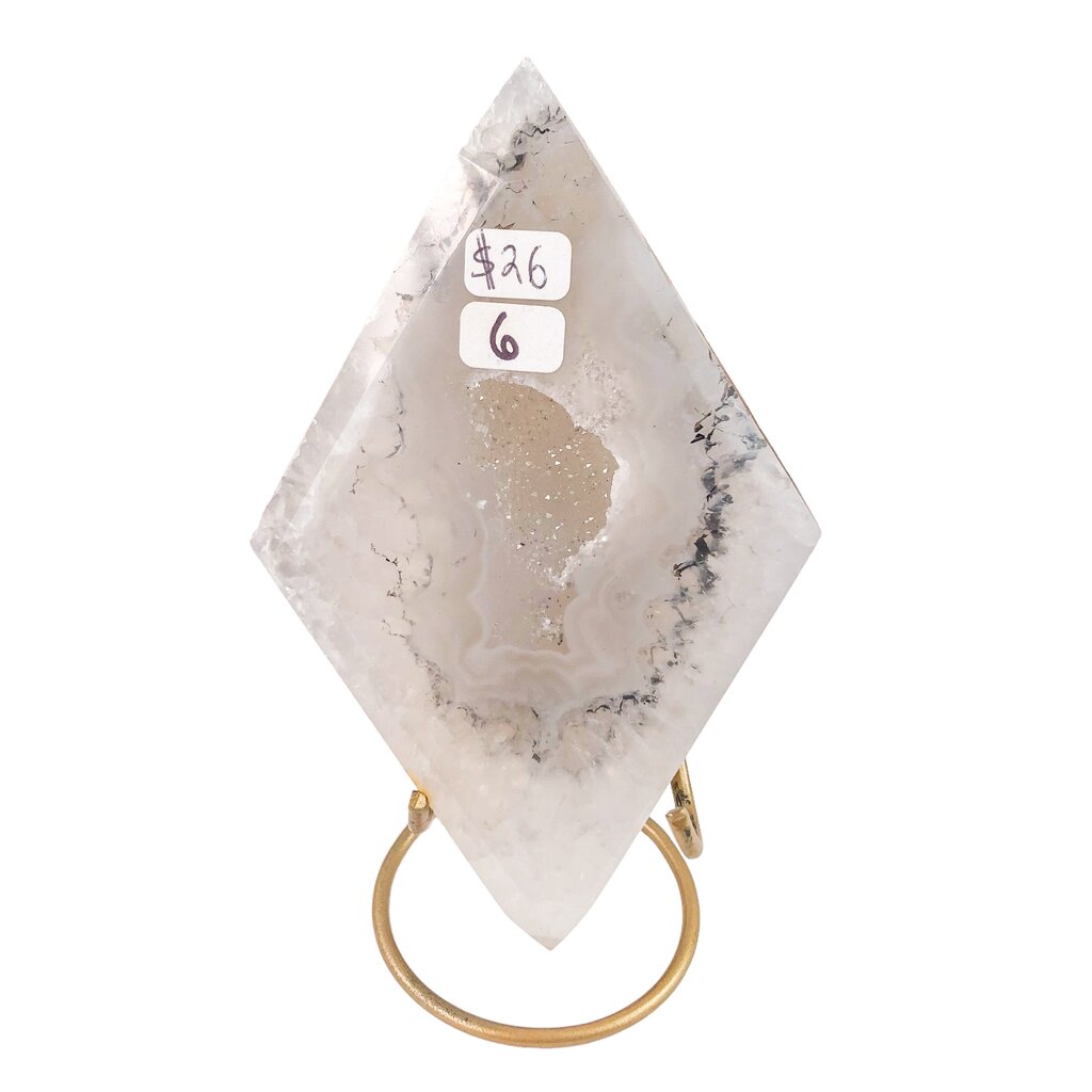 Agate Geode Diamond on Stand. - Nativa Gems