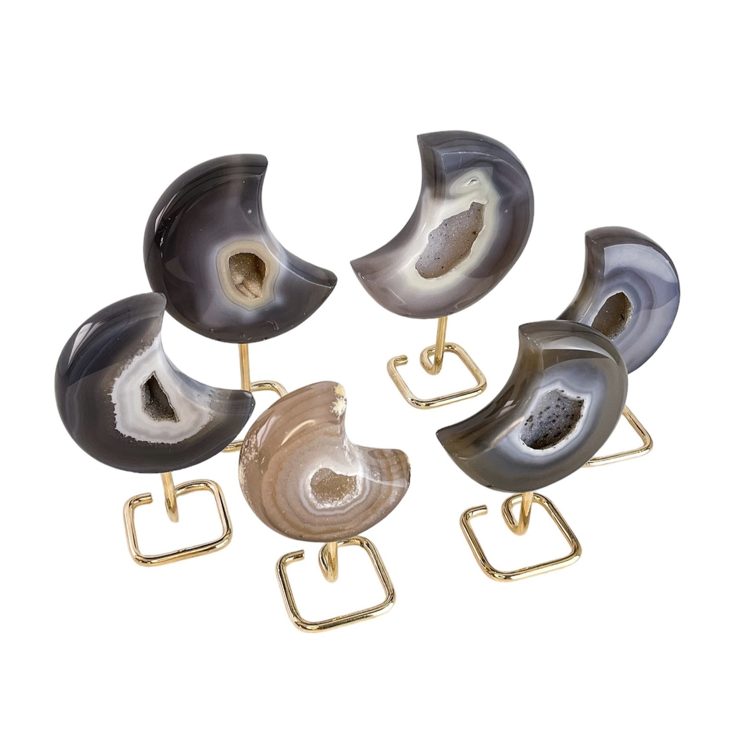 Agate Moons on Stand - Nativa Gems Brazil