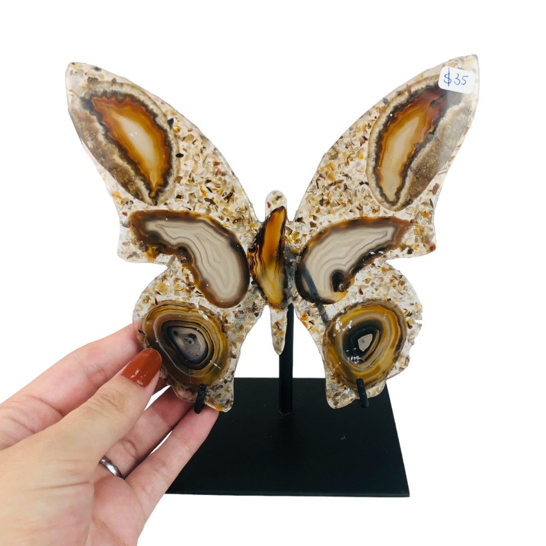 Nativa Gems Agate Butterfly on Stand