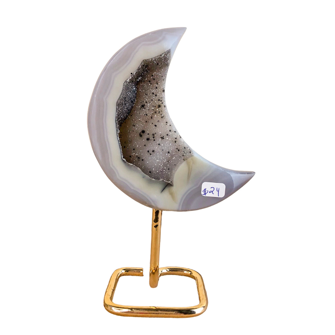 Agate Moons on Stand - Nativa Gems Brazil