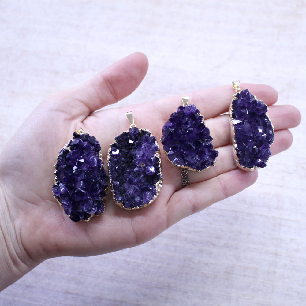 Amethyst Druzy Pendants - Nativa Gems