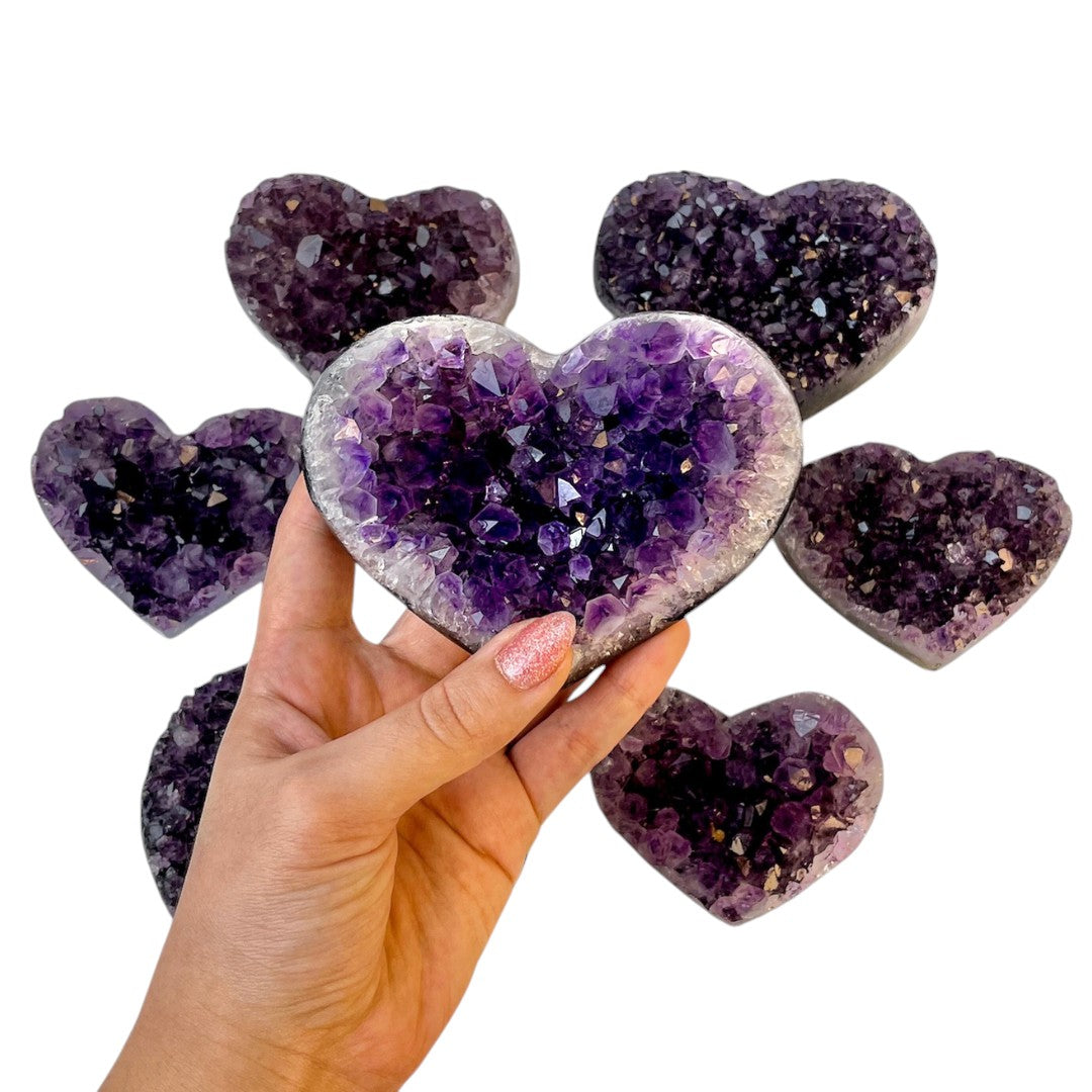 Amethyst Cluster Hearts from Brazil - Nativa Gems
