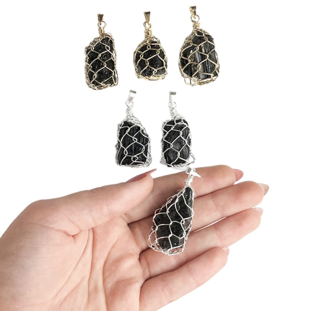 Black Tourmaline Bag Pendants