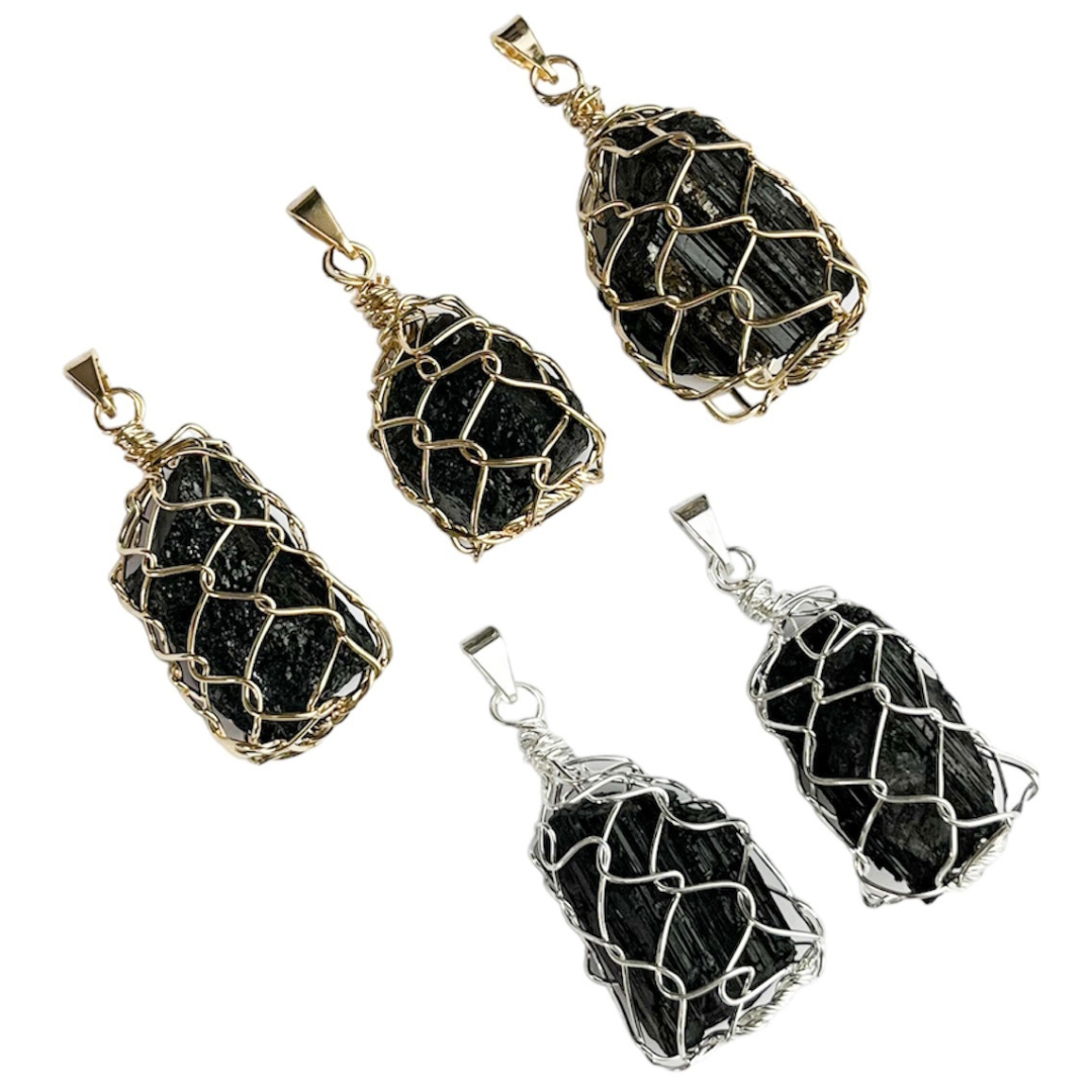 Black Tourmaline Bag Pendants