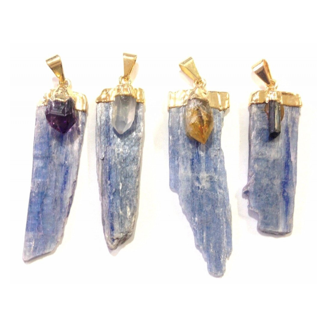 Blue Kyanite with Point Pendants - Nativa Gems