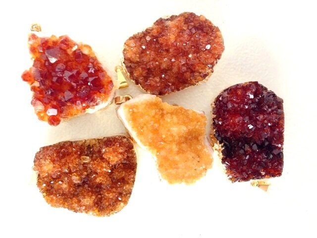 Citrine Druzy Pendants - Nativa Gems