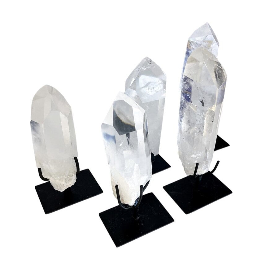 Clear Quartz Rough Points on Stand - Nativa Gems