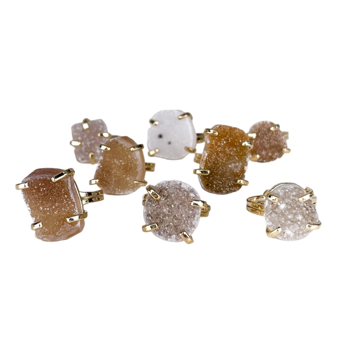 Druzy Claw Rings