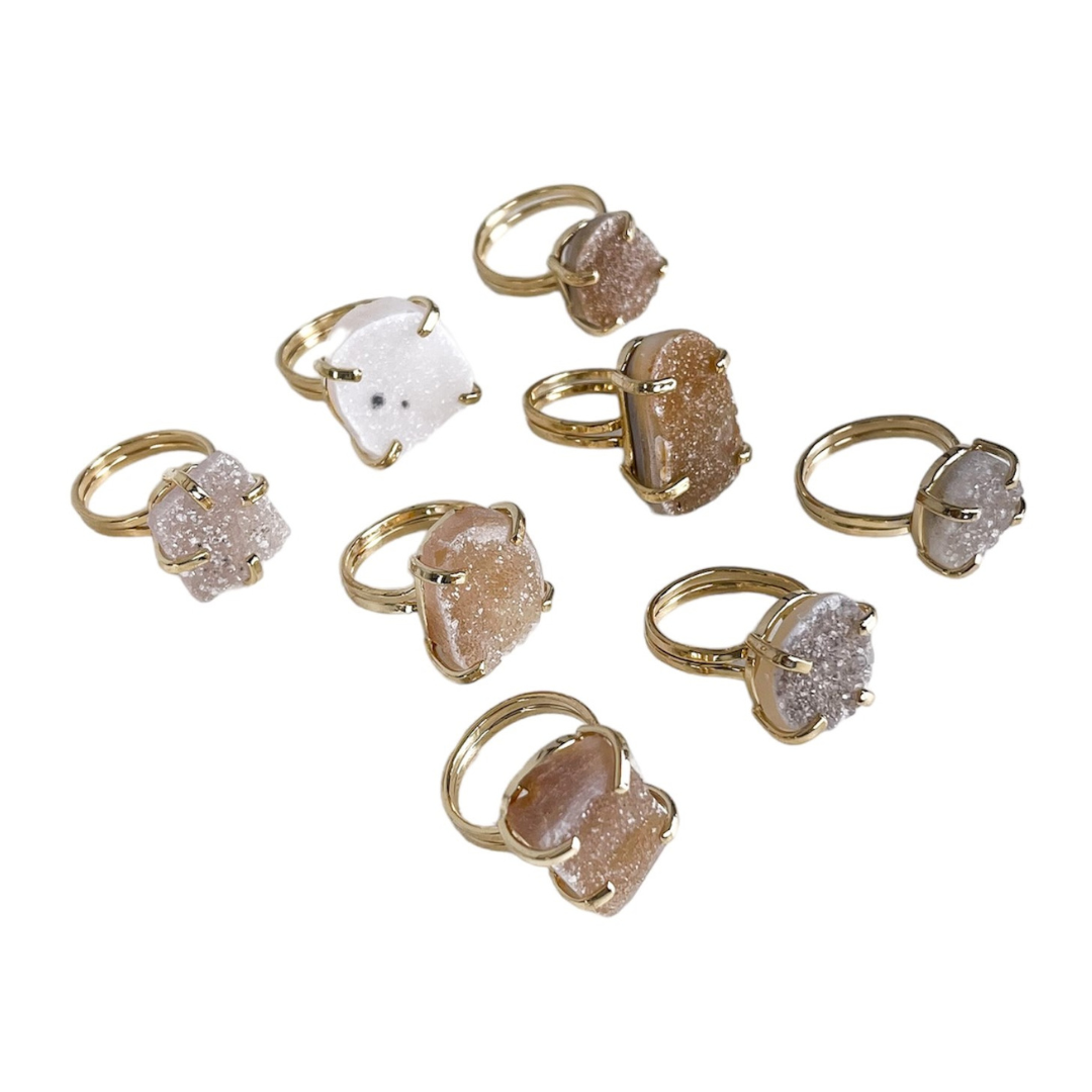 Druzy Claw Rings