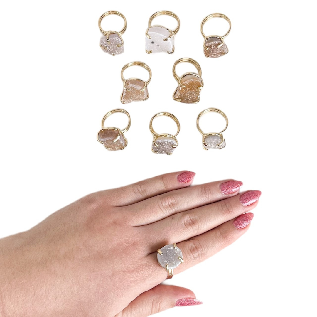 Druzy Claw Rings