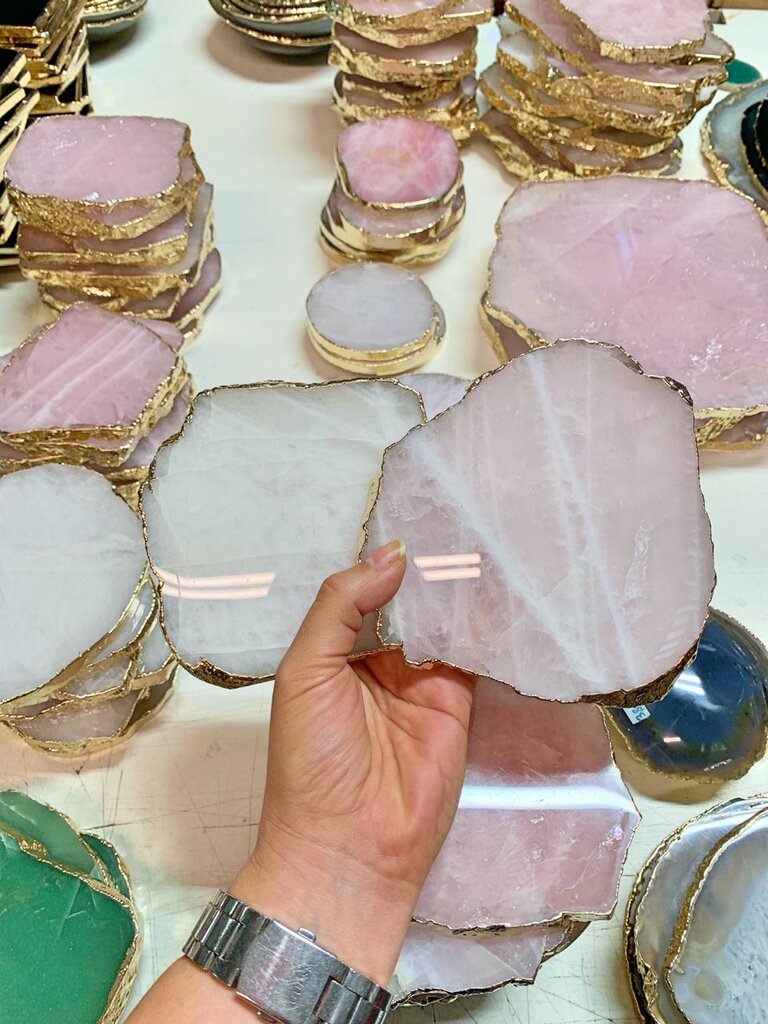Free Form and Roundish Quartz Coasters - Nativa Gems
