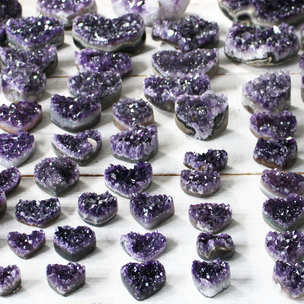 Amethyst Cluster Hearts from Brazil - Nativa Gems