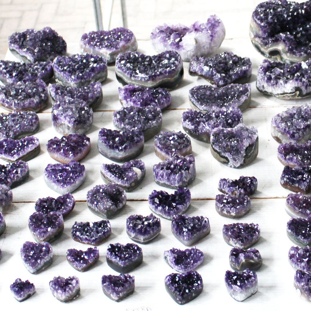 Amethyst Cluster Hearts from Brazil - Nativa Gems
