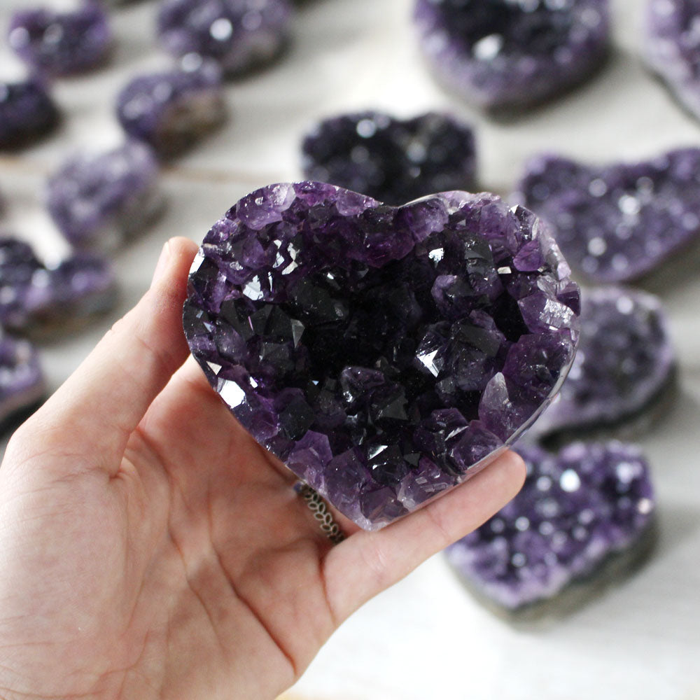 Amethyst Cluster Hearts from Brazil - Nativa Gems
