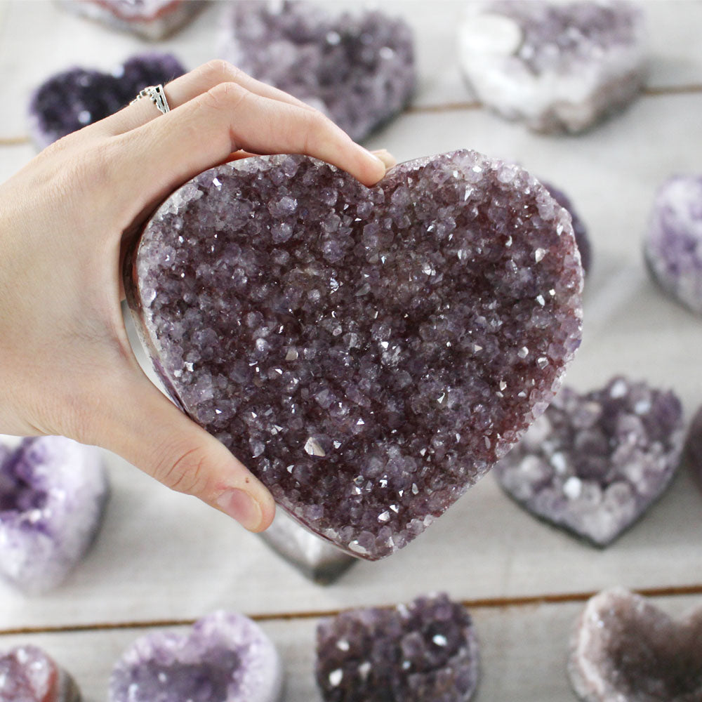 Amethyst Cluster Hearts from Brazil - Nativa Gems