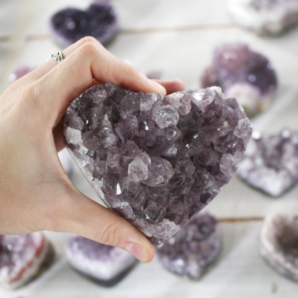 Amethyst Cluster Hearts from Brazil - Nativa Gems