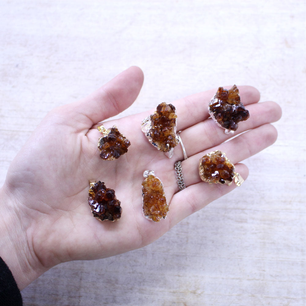 Citrine Druzy Pendants - Nativa Gems