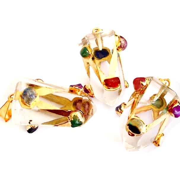 Rainbow Polished Crystal Point Pendants - Nativa Gems