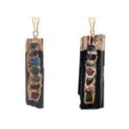 Black Tourmaline 7 Chakras Bar Pendants - Nativa Gems