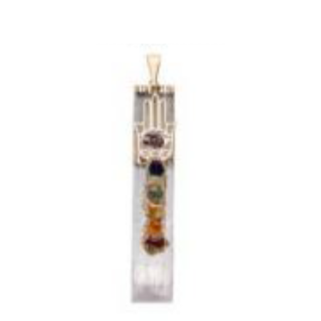 Selenite Hamsa 7 Chakras Bar Pendants - Nativa Gems