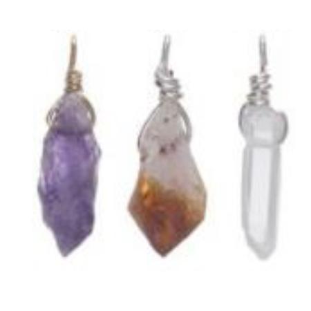 Rough Stones Inside Loop Pendants