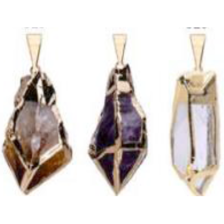 Rough Stones Striped Edges Pendants