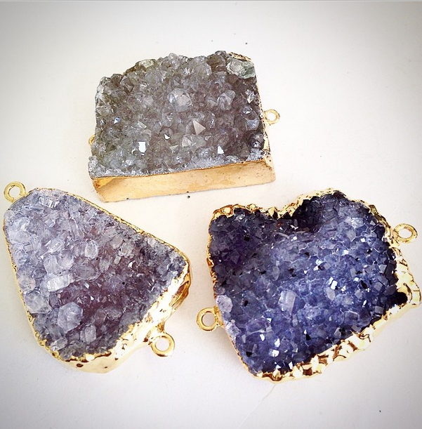 Natural Druzy Pendants - Size 3