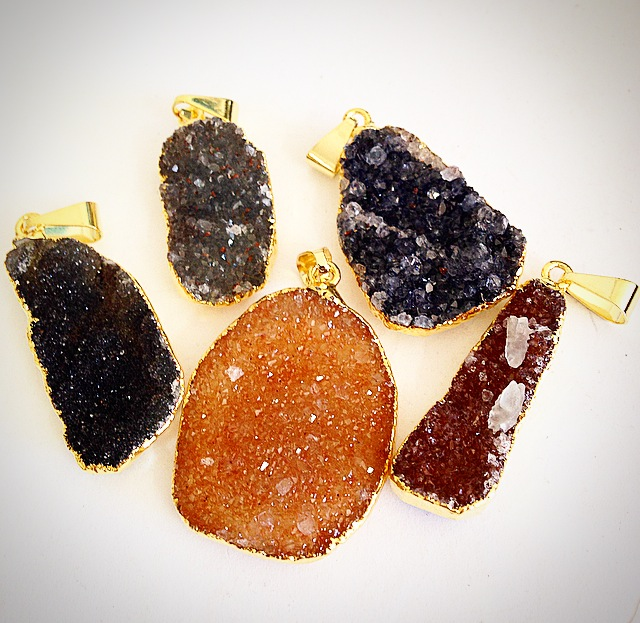 Natural Druzy Free Form Pendants - Nativa Gems