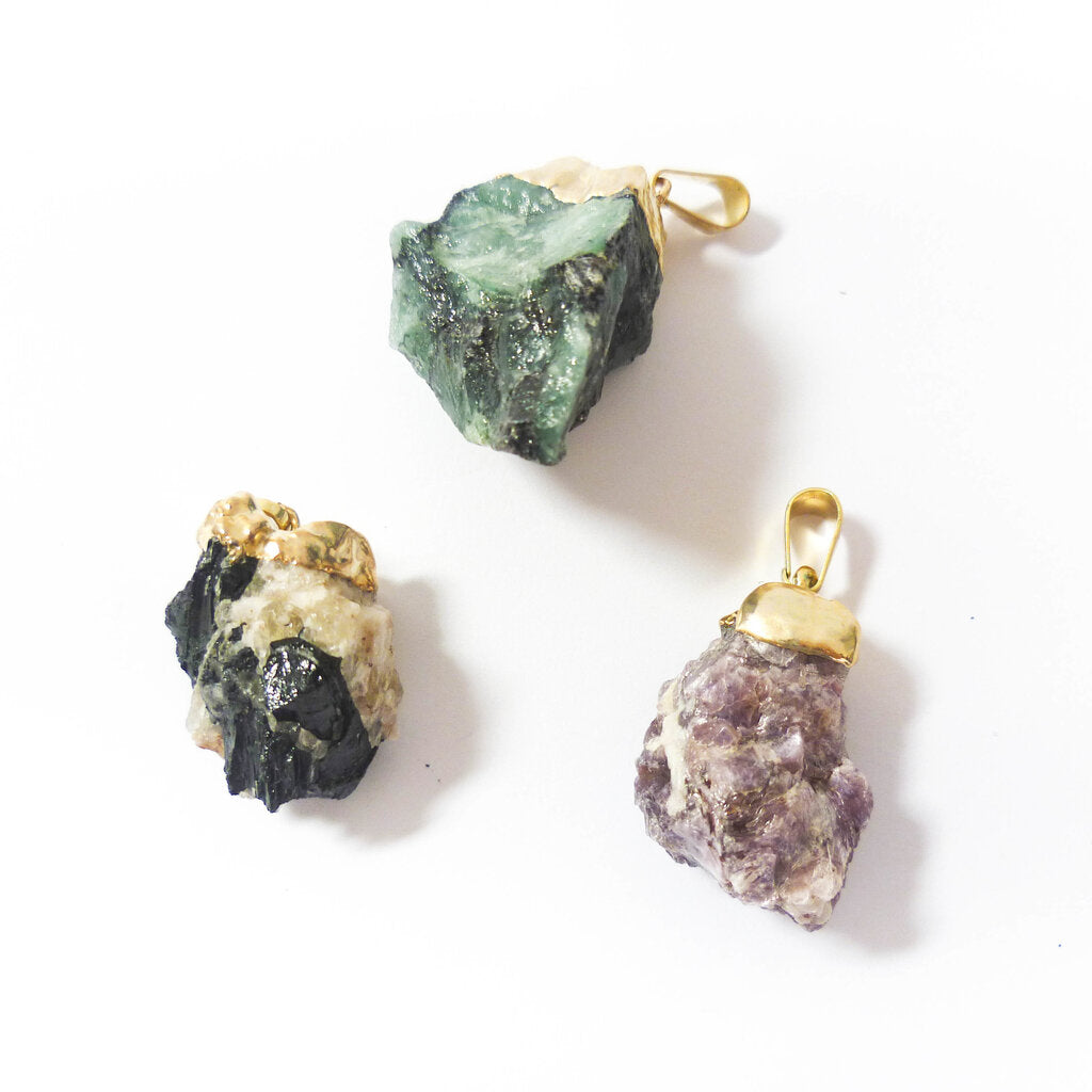 Plated Rough Stone Pendants - Nativa Gems