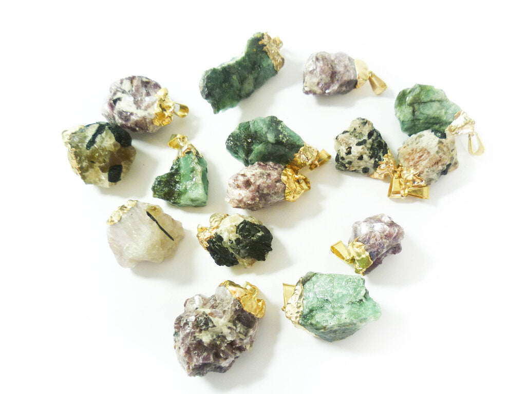 Plated Rough Stone Pendants - Nativa Gems