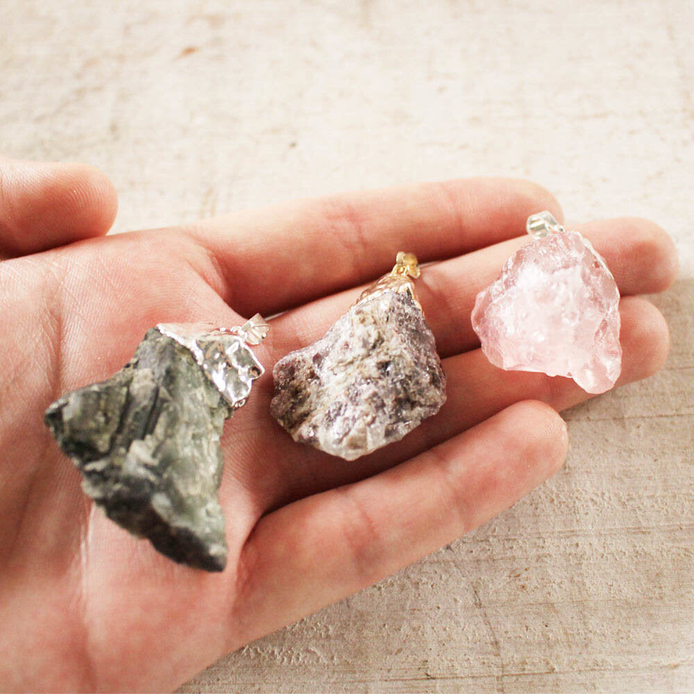 Plated Rough Stone Pendants - Nativa Gems