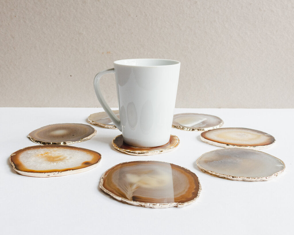 Plated Agate Drink Coasters - Nativa Gems
