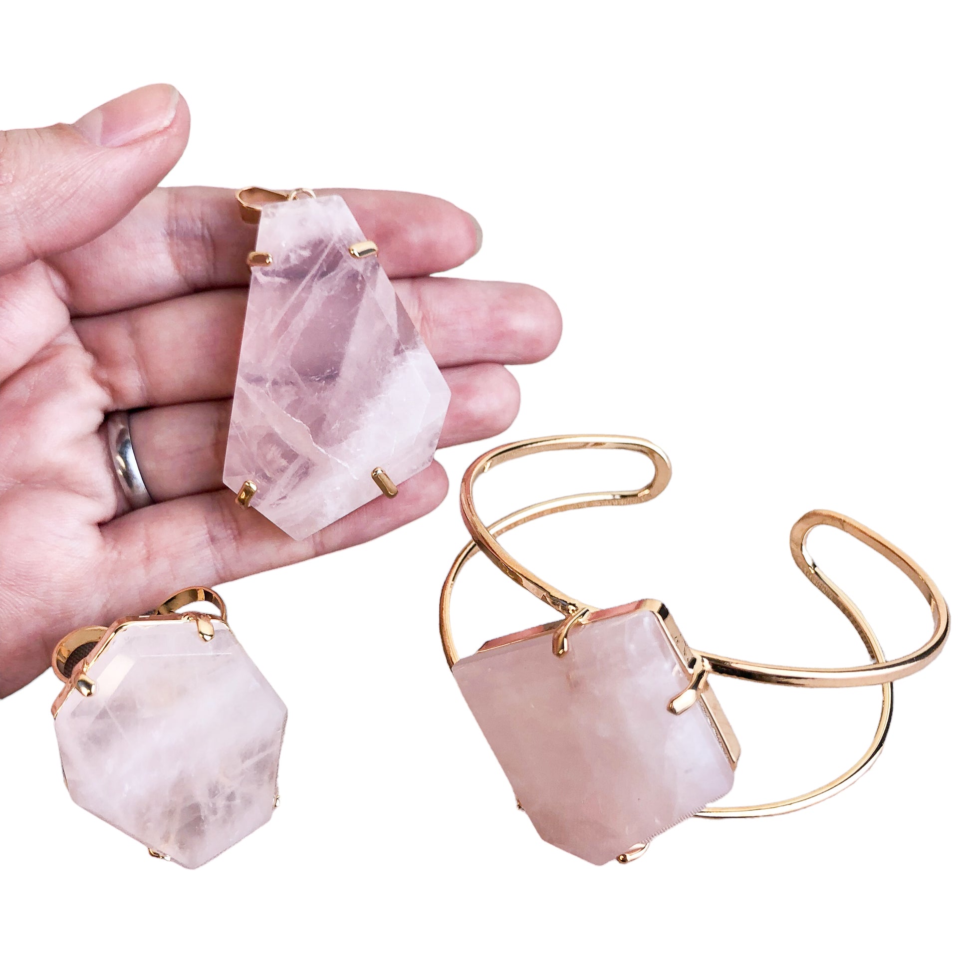 Rose Quartz Free Form Jewelry
