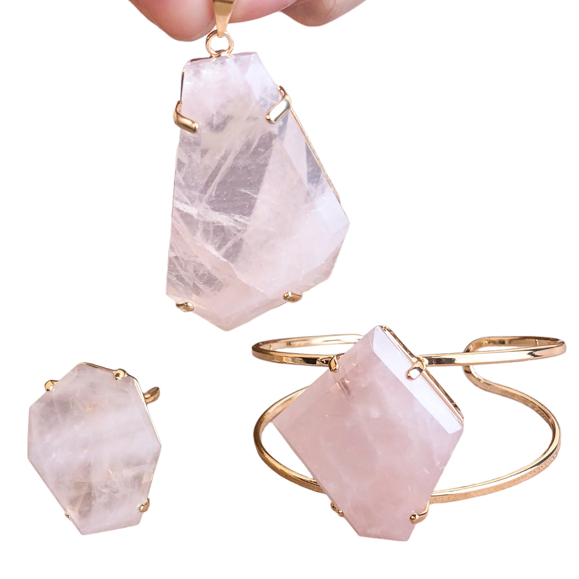 Rose Quartz Free Form Jewelry