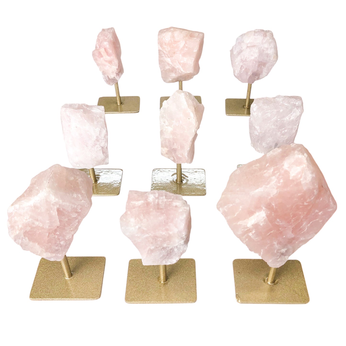 Set of Rose Quartz on Stand