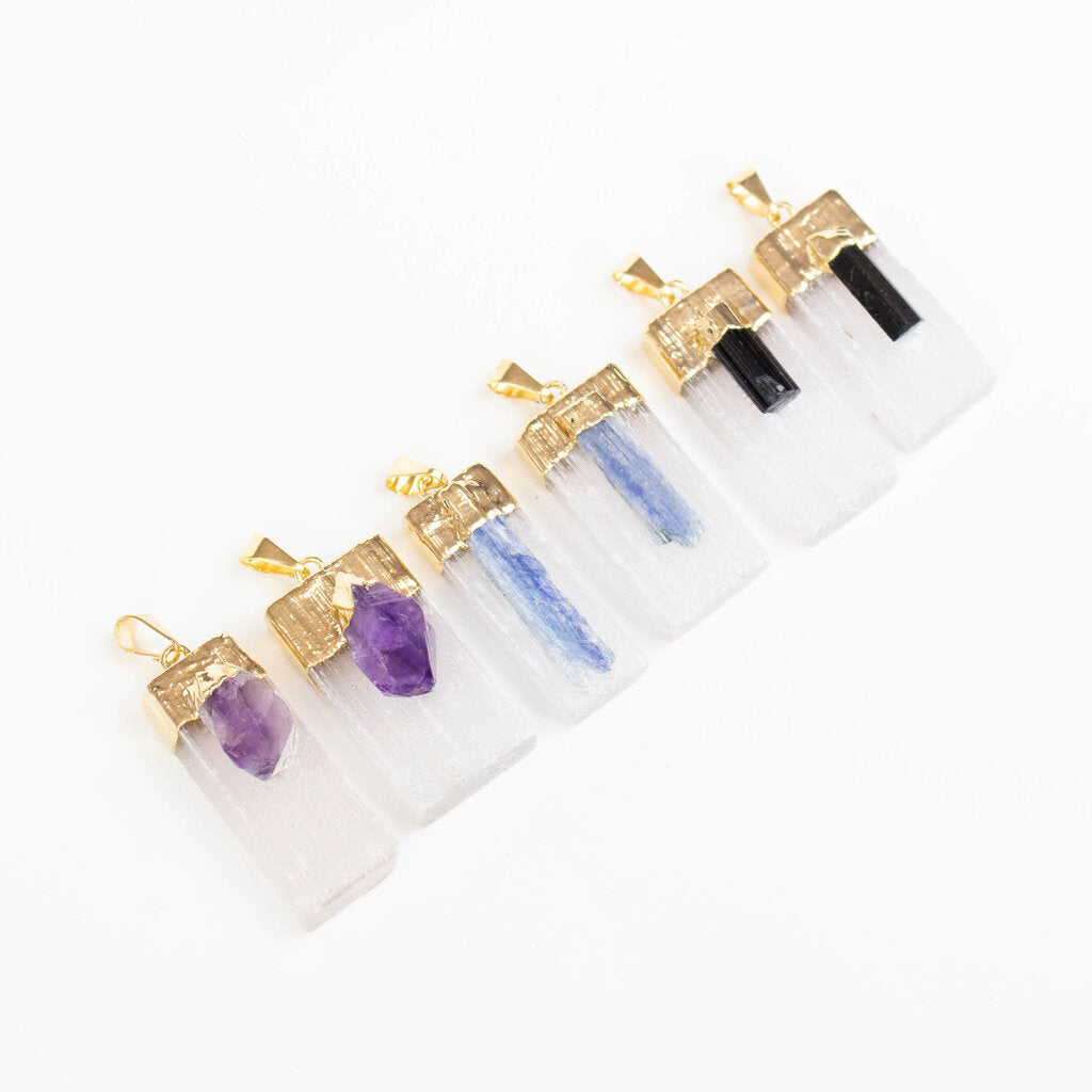 Selenite with Points Pendants - Nativa Gems
