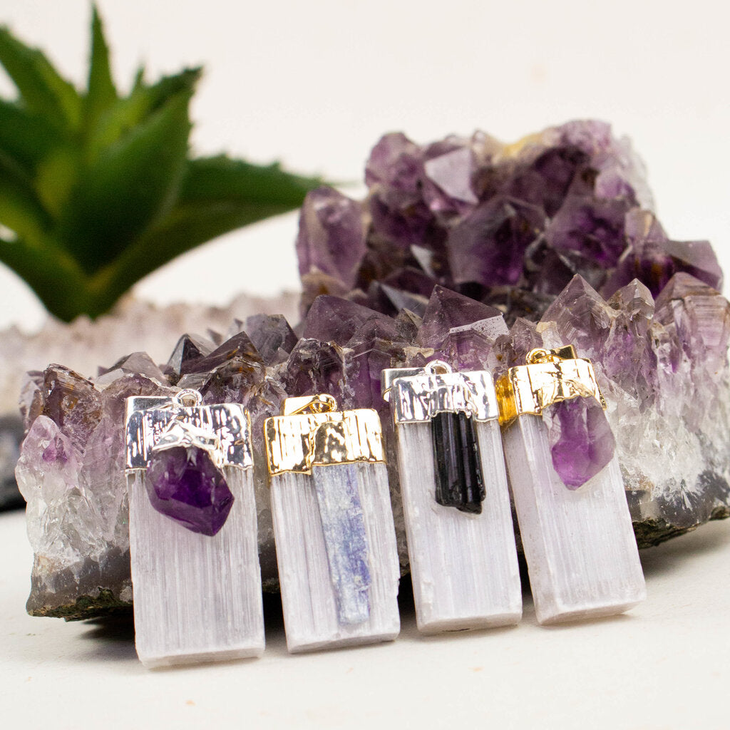 Selenite with Points Pendants - Nativa Gems