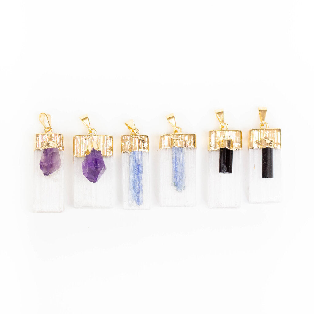 Selenite with Points Pendants - Nativa Gems