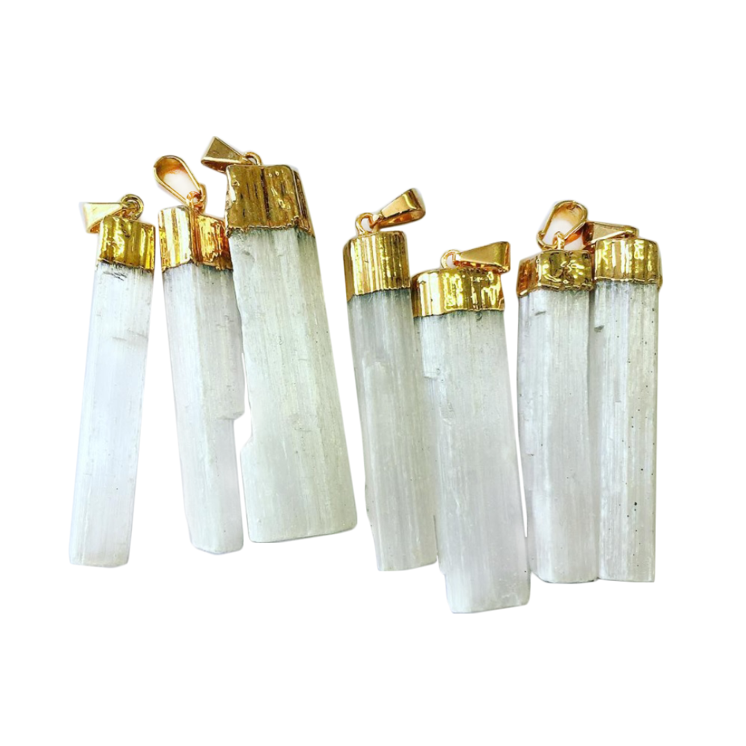 Selenite Bar Pendants - Nativa Gems