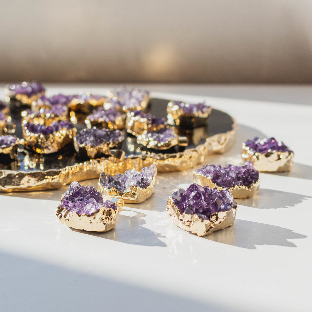 Small Heart Amethyst Druzy Pendants - Nativa Gems