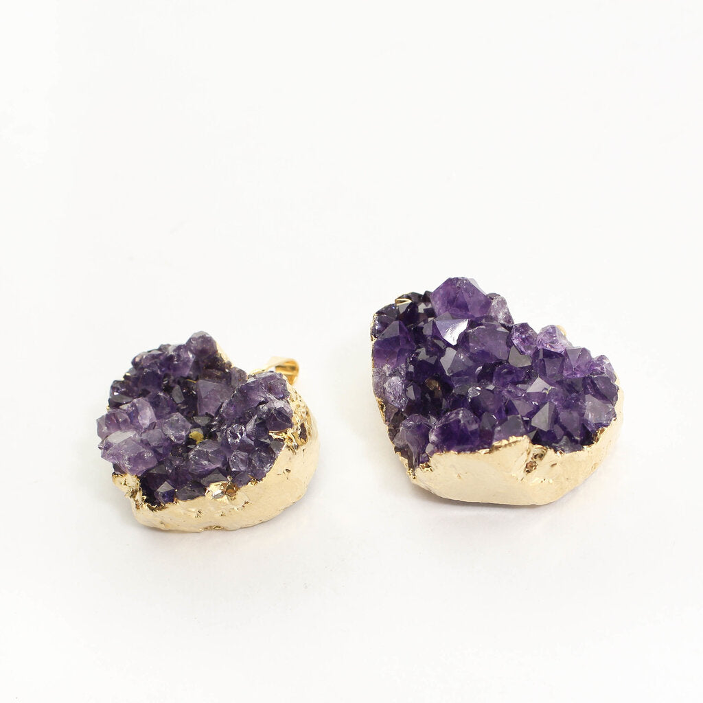 Small Heart Amethyst Druzy Pendants - Nativa Gems