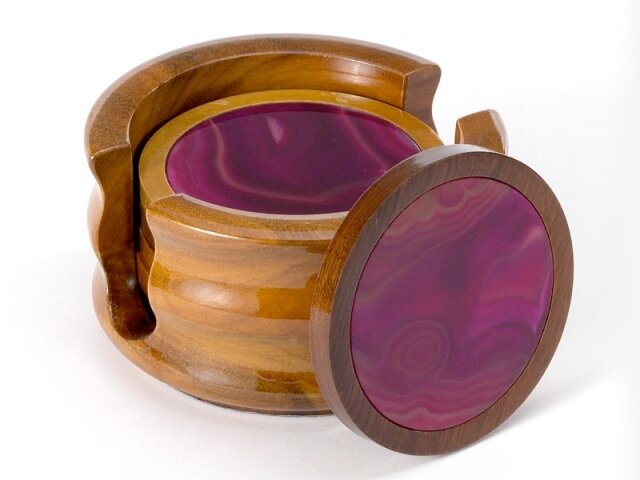 Wooden Base Drink Coasters (Set of 6) - Nativa Gems